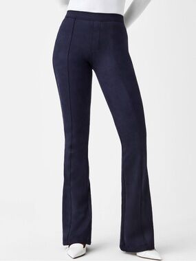 Spanx Faux Suede Flare Pants Classic Navy Size L